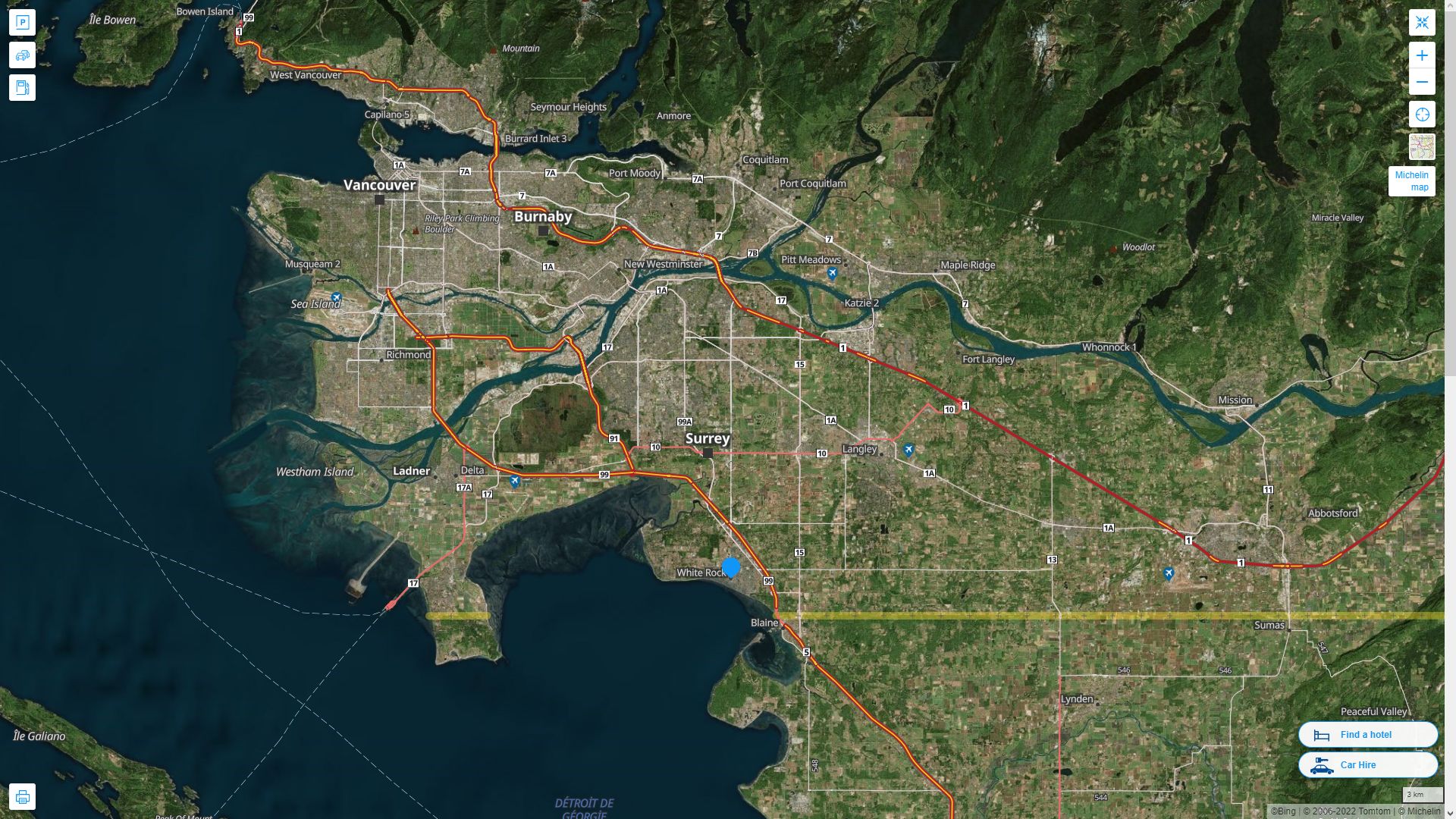 White Rock Highway and Road Map with Satellite View